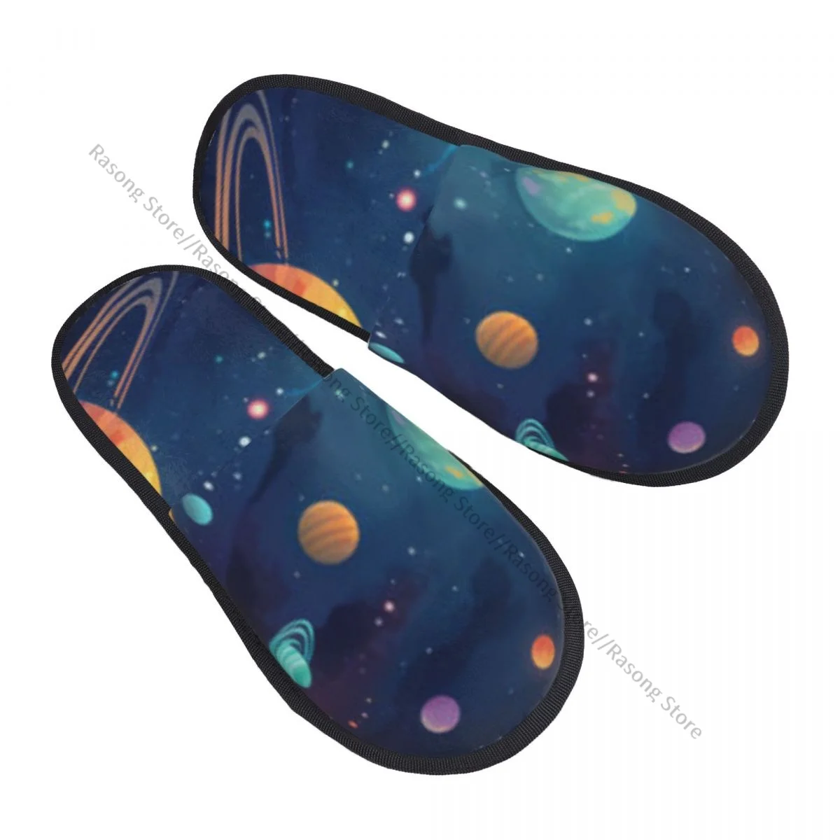 Plush Indoor Slippers Space Planet Dust Warm Soft Shoes Home Footwear Autumn Winter