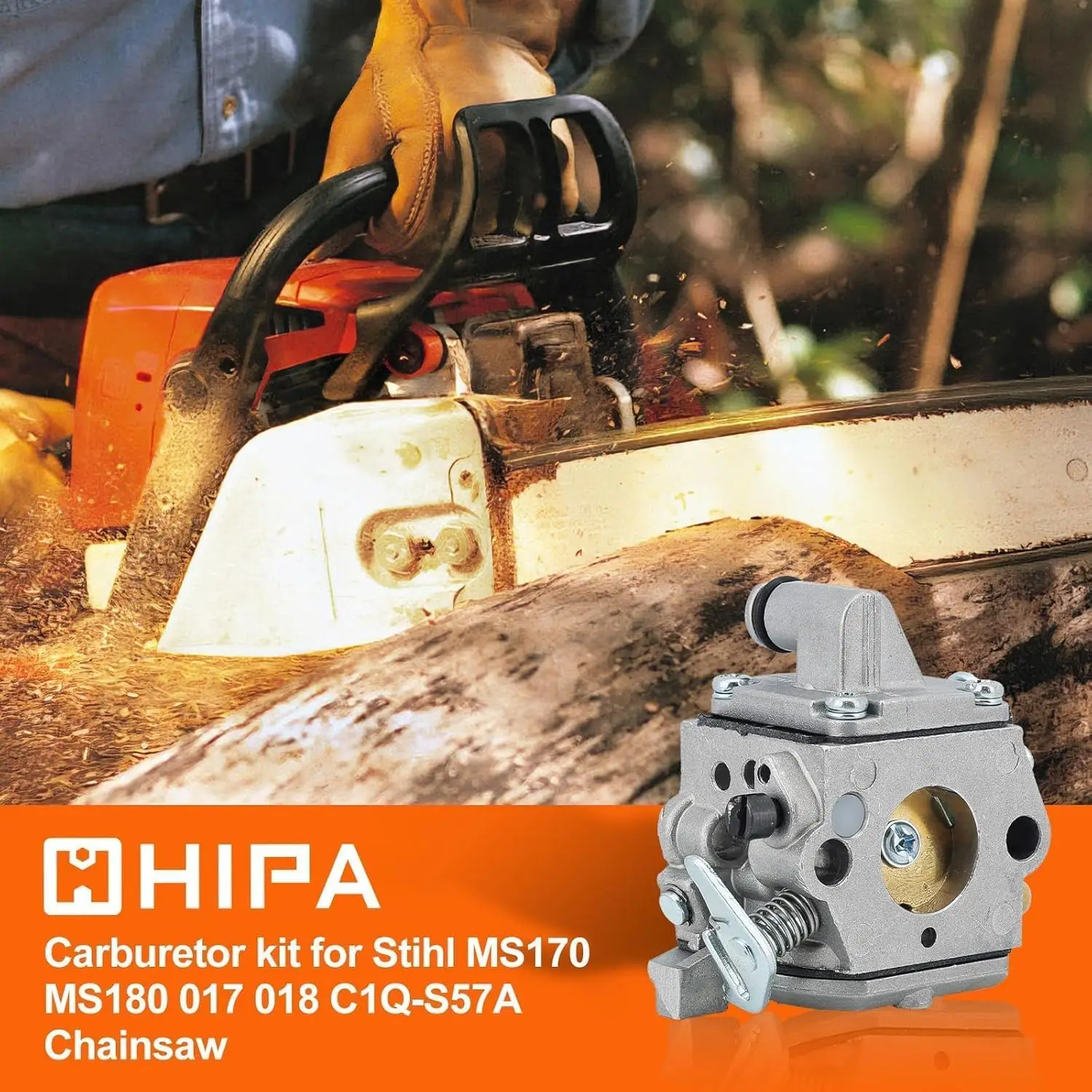 Hipa MS170 MS180 Carburetor for STIHL 017 018 MS 170 MS 180 Chainsaw Parts Replaces C1Q-S57 C1Q-S57A C1Q-S57B 1130-120-0603