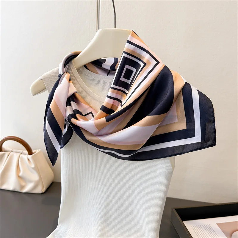 Elegant 70x70cm Head Wrap Silk Feeling Headwear Girls Fashion Choice Quality Neckerchief Bandana Hair Wrap Headband Accessorie