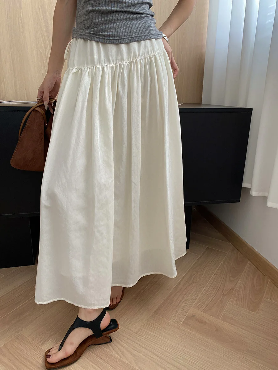 

Summer women's casual solid color high waisted loose skirt
