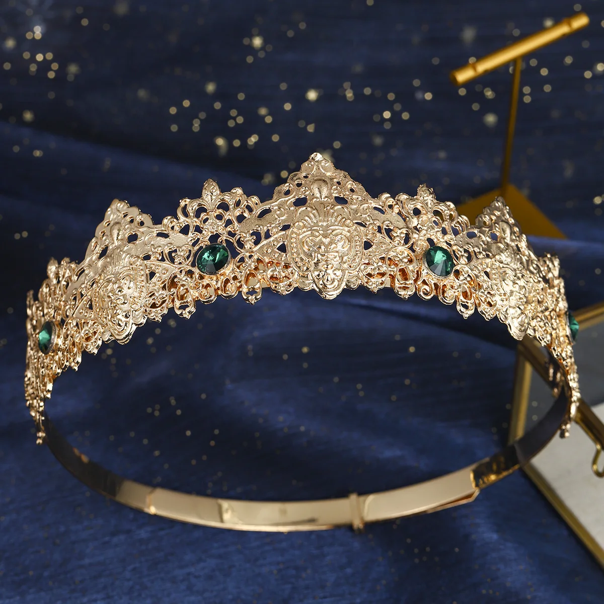 Mode Legierung Luxus Strass männer Krone Vintage Stil Exquisite Kopfschmuck Haar Zubehör Festliche Hochzeit Tiara – Detail 10