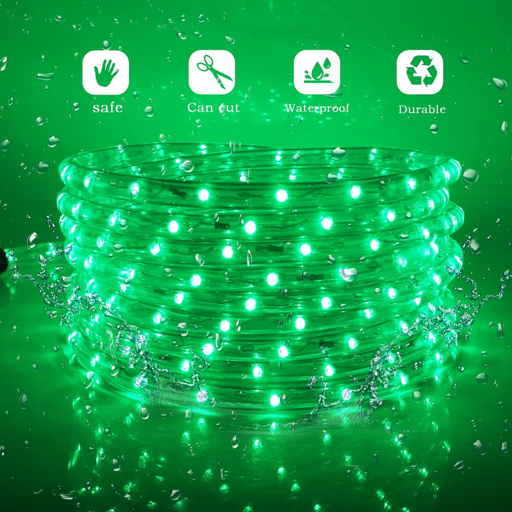 AC 220V Neon LED Strip Waterproof 360 Degree Round Neon Sign Light Blue Red White Outdoor Rainbow Tube Rope Light Party Decor