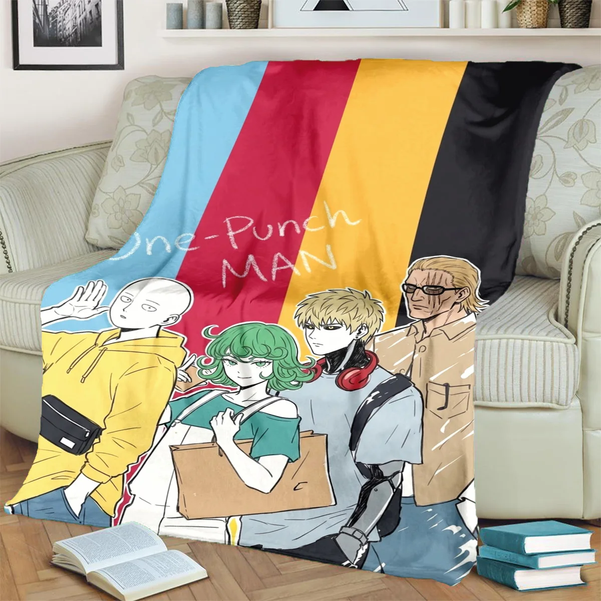One-Punch Man warme, bequeme Flanelldecke mit Aufdruck für Picknicks, Reisen, Stühle, Betten, Sofas, Schlafzimmer-kwq169