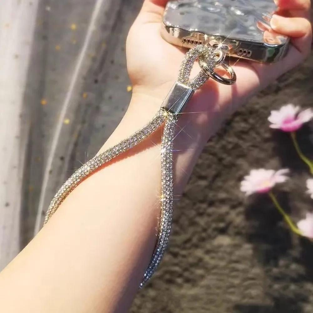Rakol Luxury Mobile Phone Crystal Wrist Straps Glitter Rhinestone Phone Lanyard Keychain Hanging Anti-lost Rope image 4