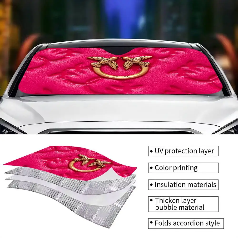 تصميم فاخر P-PinkoS مظلة السيارات نافذة ظلة Sunblock الزجاج الأمامي هود الداخلية الجبهة يربك حلقة مزدوجة ظلة #6