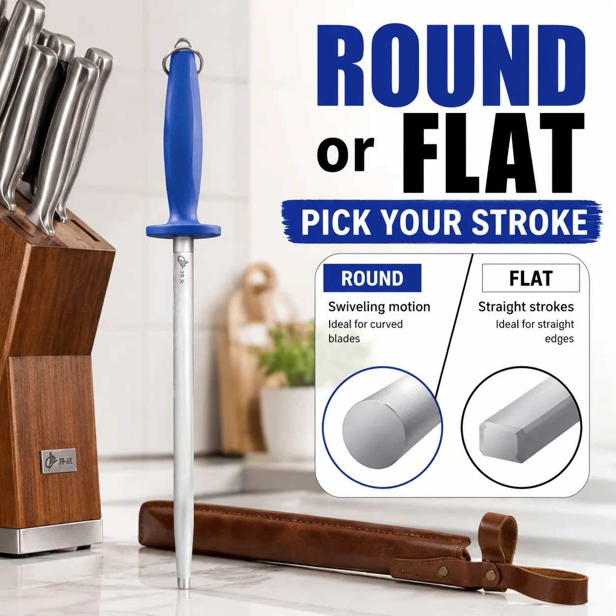 12'' Professional sharpening rod 6000 wire diameter Sharpener Honing Steel bar Kitchen Knife Stainless Steel Sharpening Stick