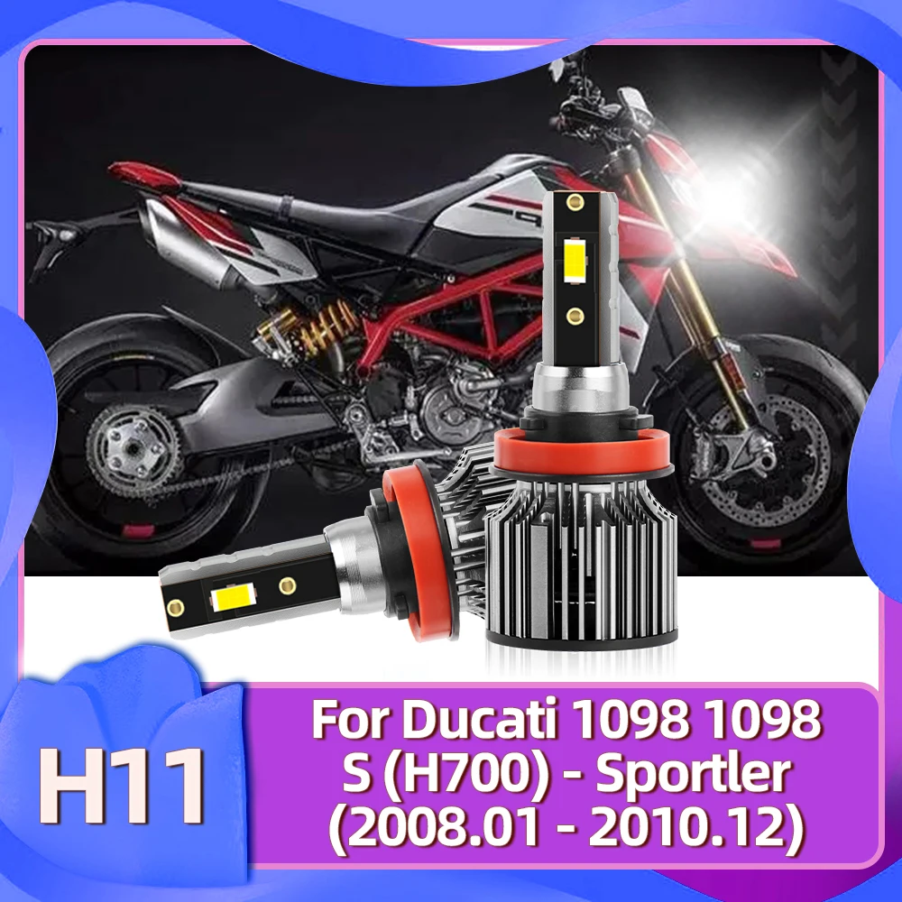 12V H11 100W 15000LM Motorcycle Led Headlight Bulbs Combo High Low Beam For Ducati 1098 1098S (H700) - Sportler 2008 2009 2010