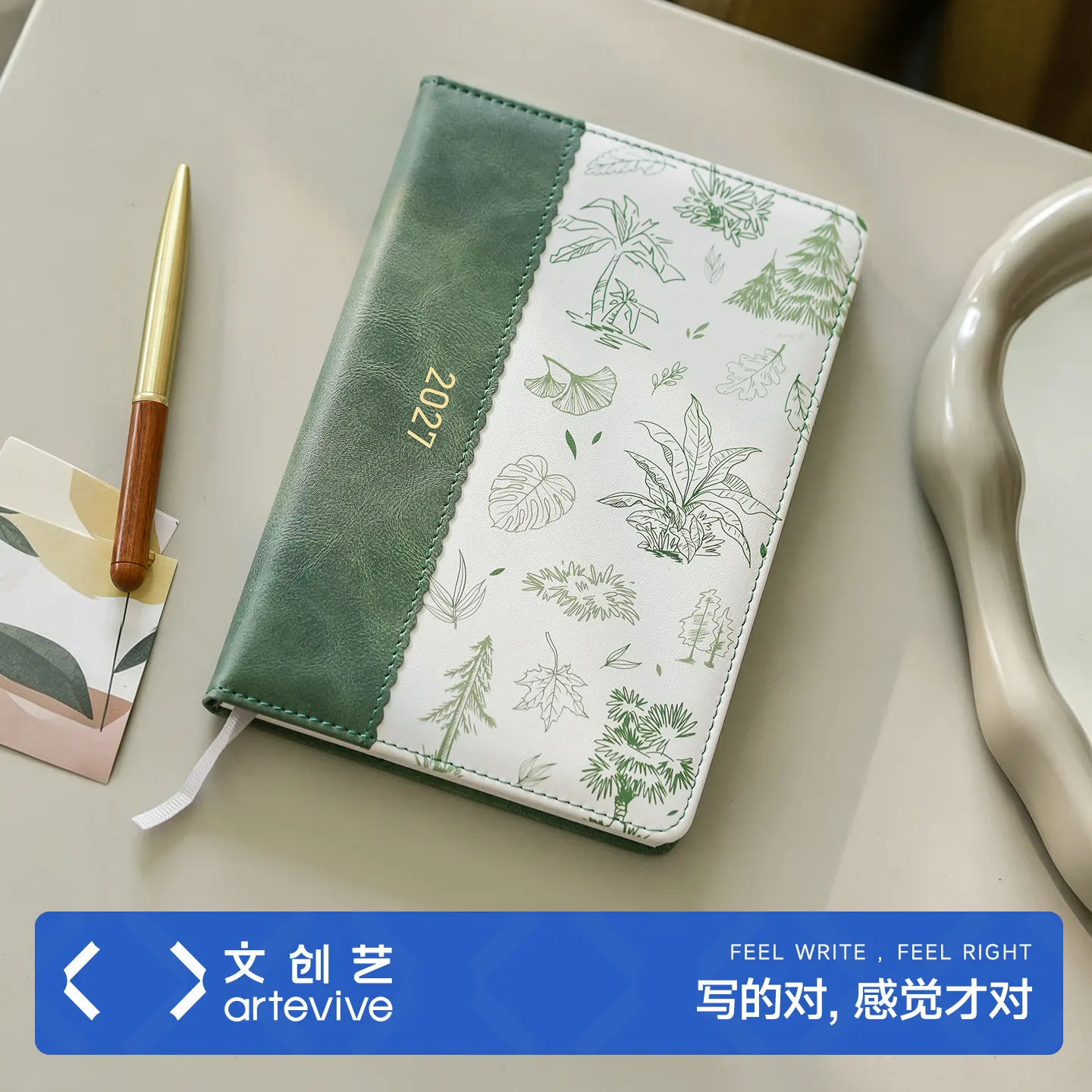 2027 A5 Weekly Planner Notebook, 210 Page PU Leather Organizer with Monthly and Weekly Layout, 100gsm Acid Free Paper, 180