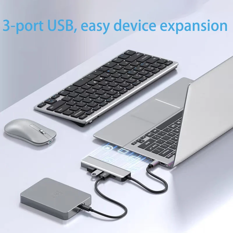 5-in-1 USB C إلى DP Hub DisplayPort/USB/100W PD Port Docking Converter لـ Mac Expansion Dock Type-C Thunderbolt 3 إلى 8K@60H