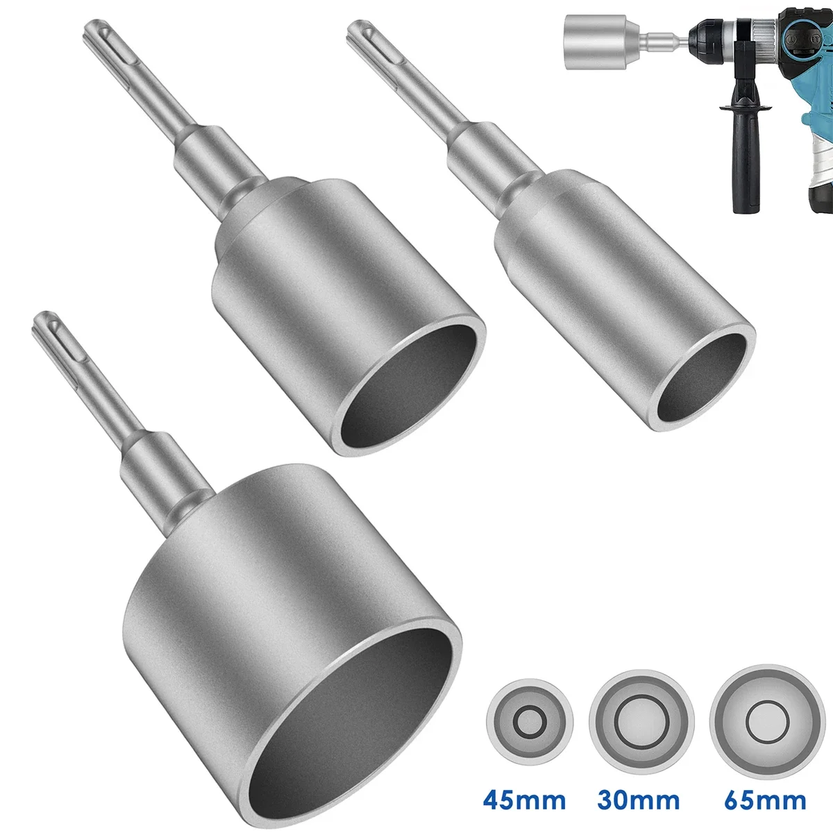 

30/45/65mm Sds Plus Ground Rod Driver Heavy Duty Forged Steel T Post Ground Rod Driver Hammer Drill Rod Converter
