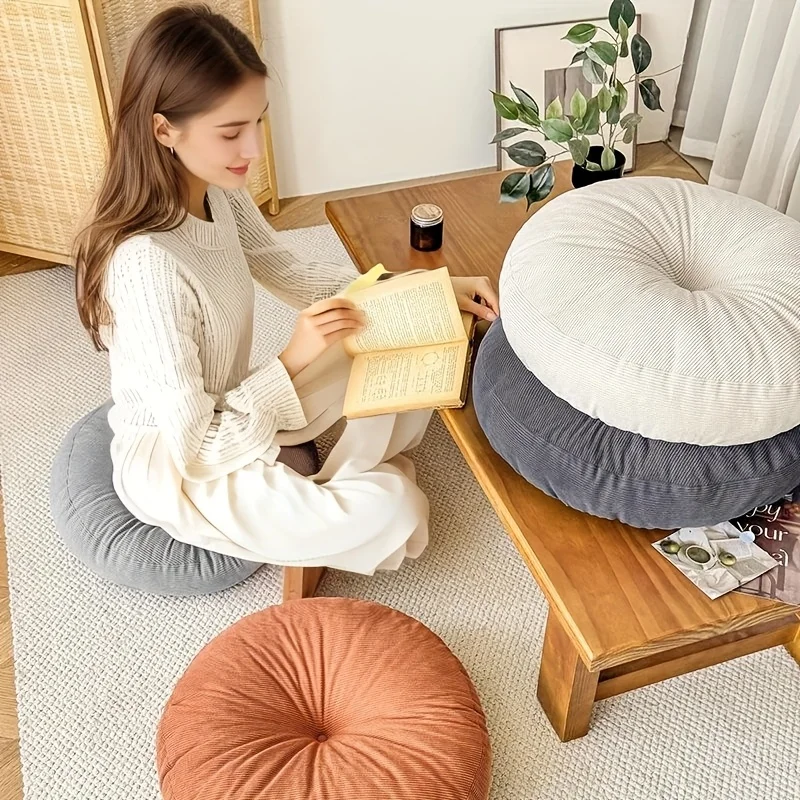 Thick Round Cushion/Soft and Comfortable/Full Filling/Suitable for Meditation, Yoga, Reading/Bohemian Style Decoration/Zen Style