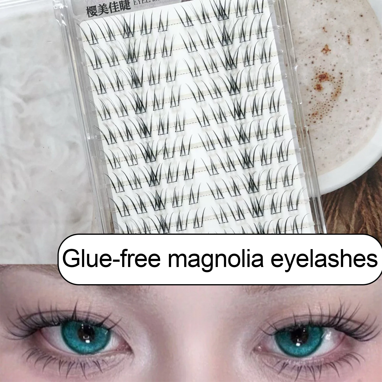 Natural Look False Eyelashes No Glue Individual Cluster Lashes Easy Apply Thai Style False Eyelashes DIY Cosplay makeup
