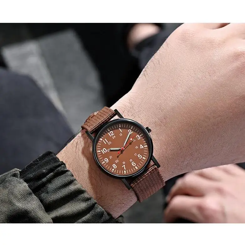 

New Canvas Strap Digital Men's Sport Luminous Sgt Style Watch Quartz Wristwatch