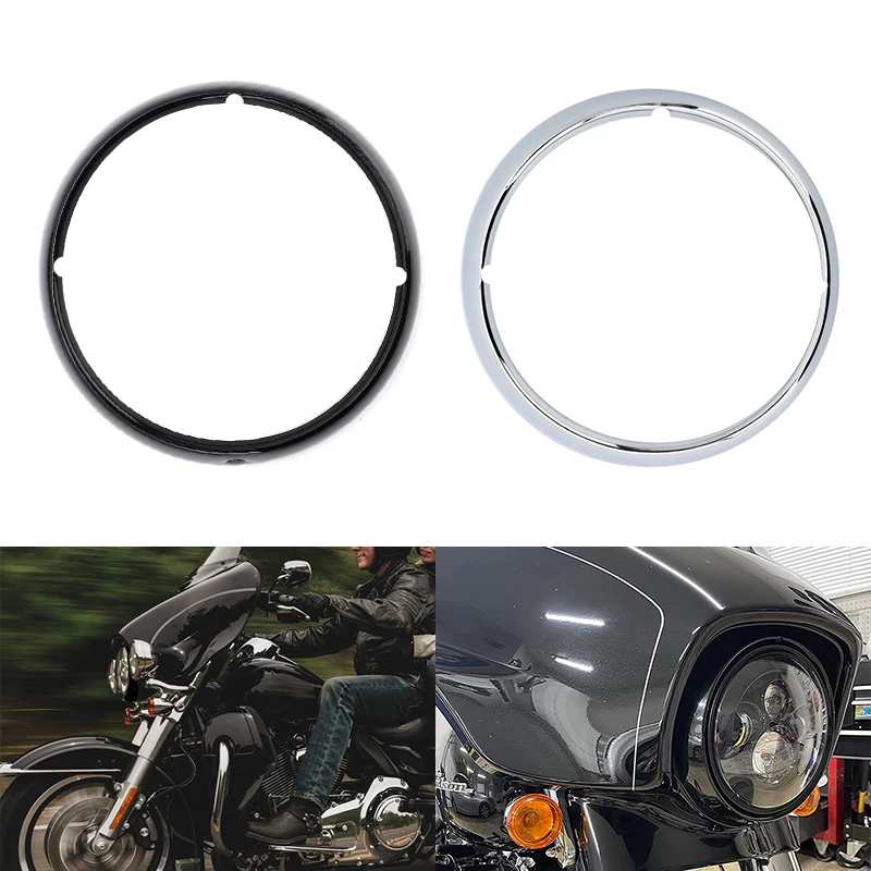 Motorcycle 7'' Headlight Headlamp Trim Ring Cover For Harley Touring Road King Electra Street Glide Tri Glide 1996-up