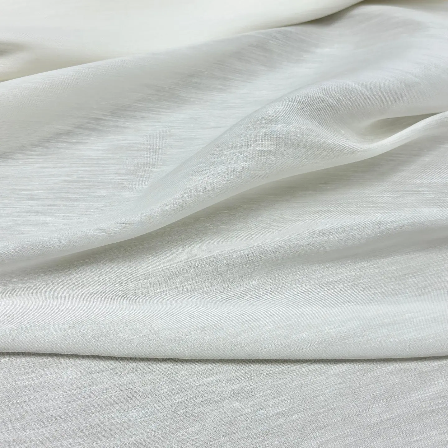 White Slub Silk Linen Designer Fabric Sheer Silk Textile for Minimal Dresses and Cover Ups, Sewing Project Textile
