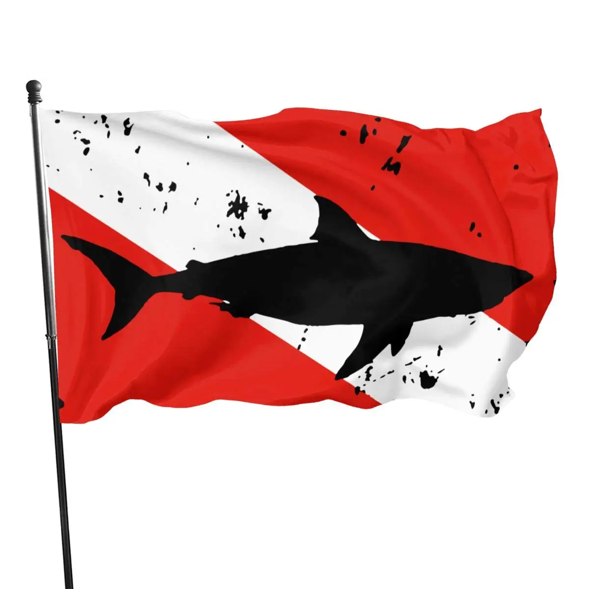 Vintage Shark Scuba Dive Flag Decoration Demonstration Flag Outdoor Garden Flag House Polyester with Brass Buttonhole Women Men