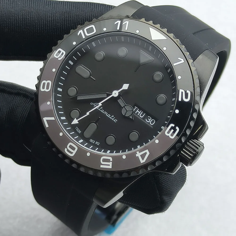 Orologio NH36 da 40 mm Orologio meccanico da uomo in acciaio inossidabile nero Logo S Orologio modificato in vetro zaffiro Movimento NH36