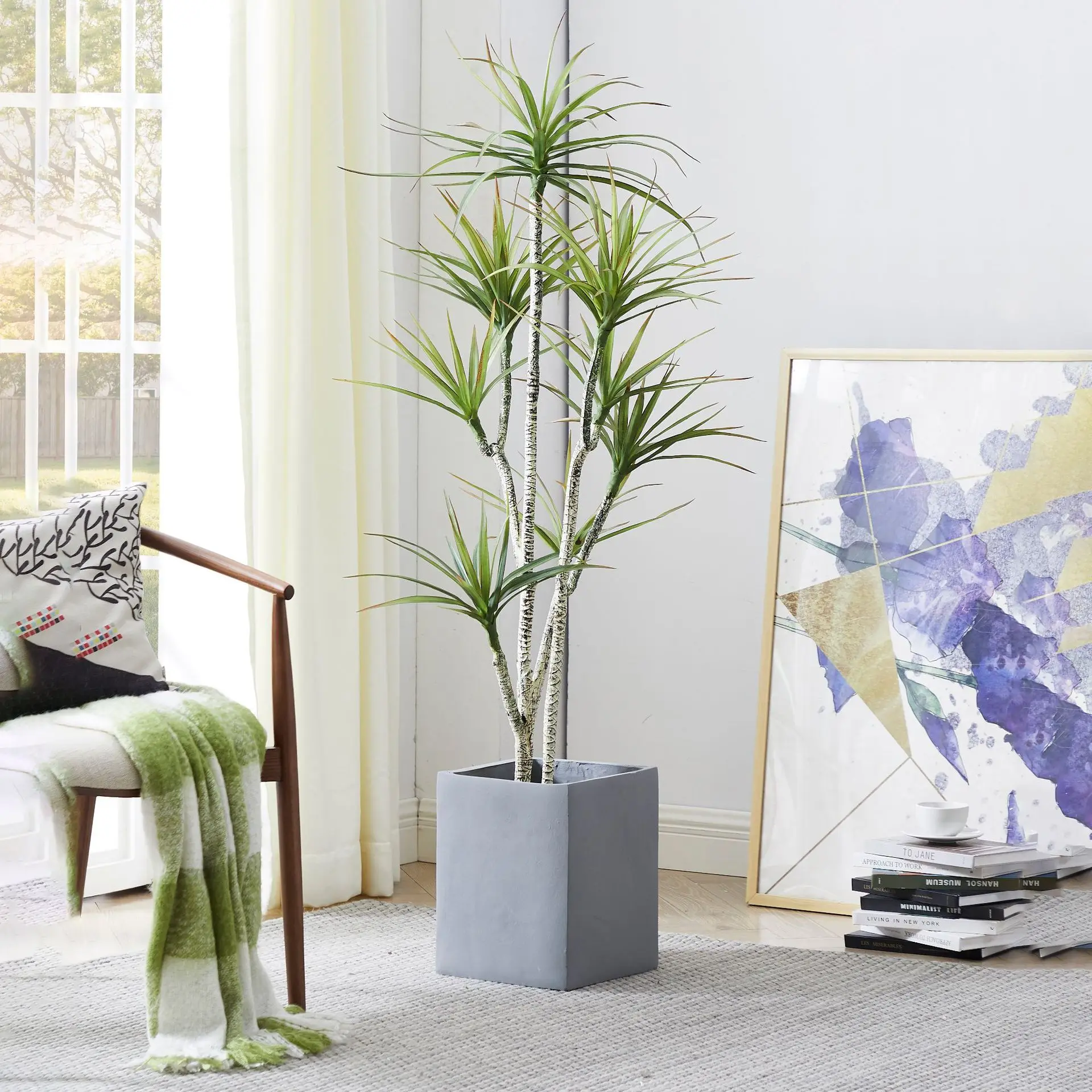 Dracaena Marginata - 인공 플라스틱 화분 ​ 식물 드라세나