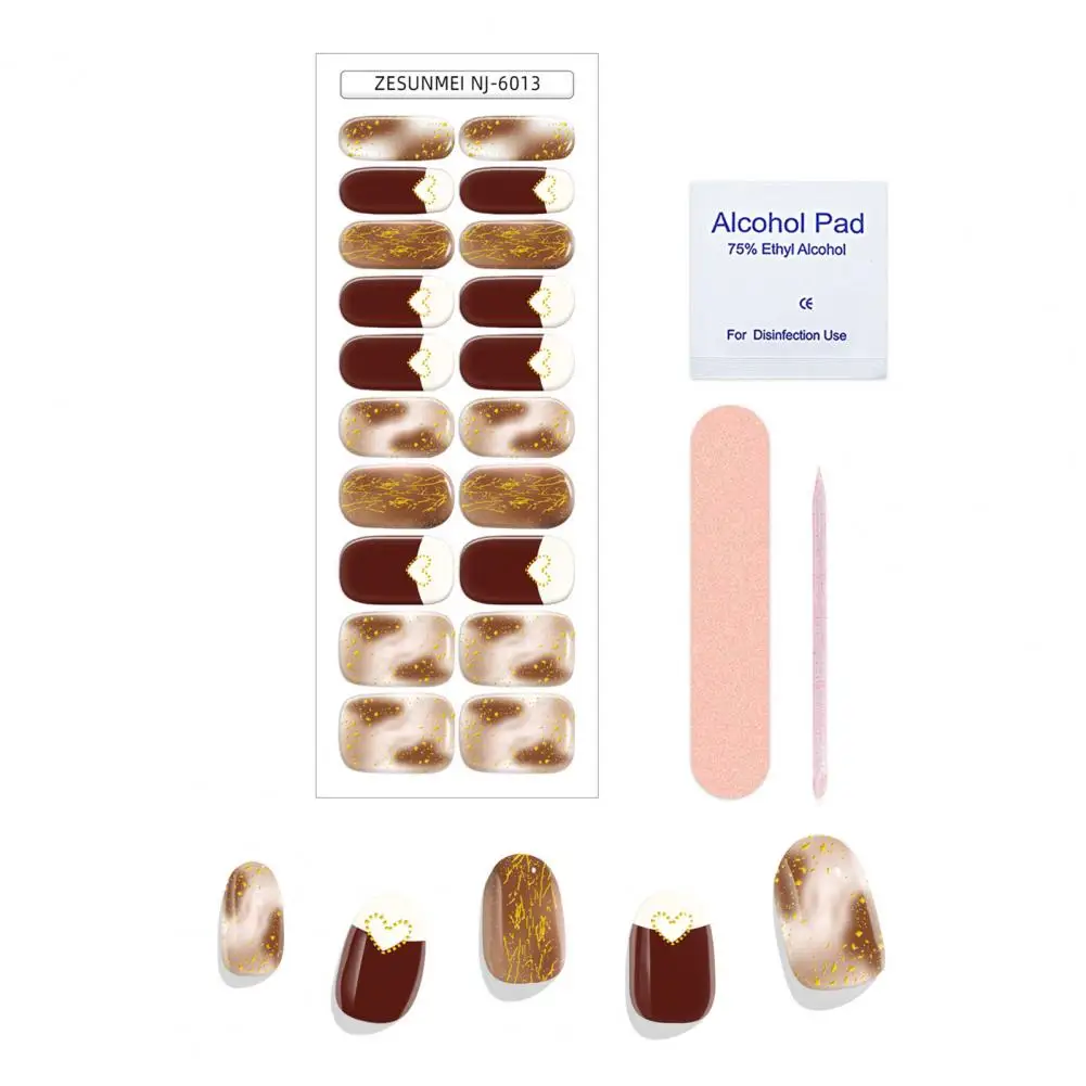 

Uv Gel Strips Long Lasting Gel Nail Strips with Self-adhesive Sticker Easy Apply Remove Waterproof Decorative Wrap for Uv Light