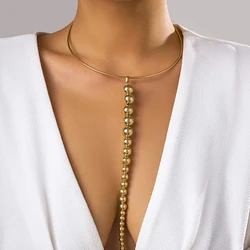 Vintage Sexy Torques Chain Necklace for Women Collares Punk Big Ball Long Tassel Link Pendant Choker Jewelry Steampunk