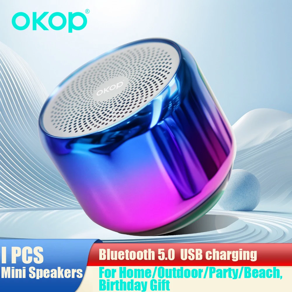 

OKOP MiNi Mini Speaker,Bluetooth Speaker,Card-pluggable Subwoofer, Portable Small Stereo,Electroplated Metal Speaker USB TF AUX