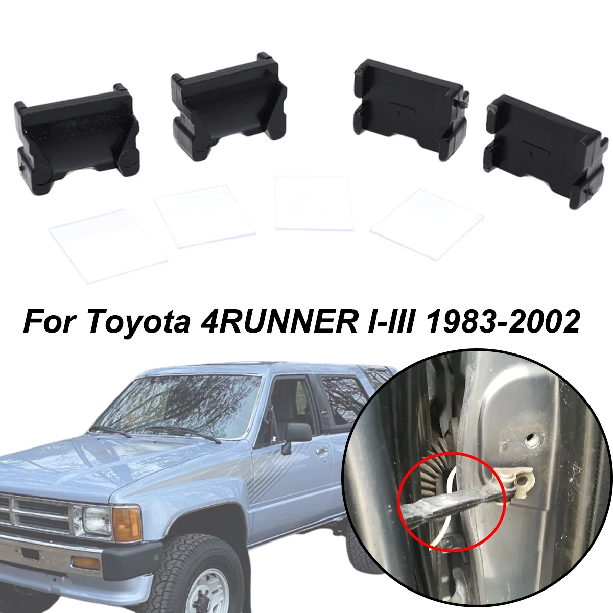 

4Kit For Toyota 4RUNNER I-III 1983-2002 New Door Hinge Stop Bracket Check Strap Repair Kit Stopper Damping Spring Clips Black