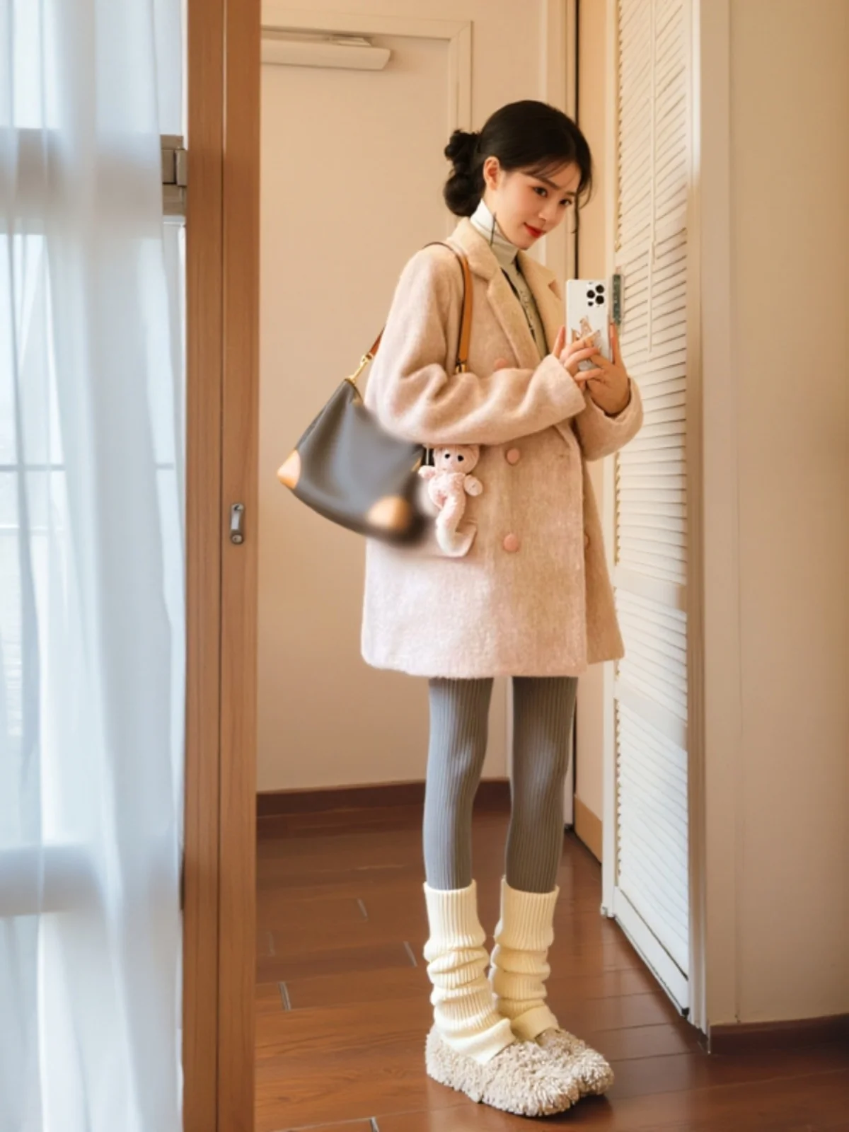 

2026 New Pink Suit Woolen Jacket Short Style Korean Version Commute Fashion Anti-Stain Processed Women's Coat for Early Spring