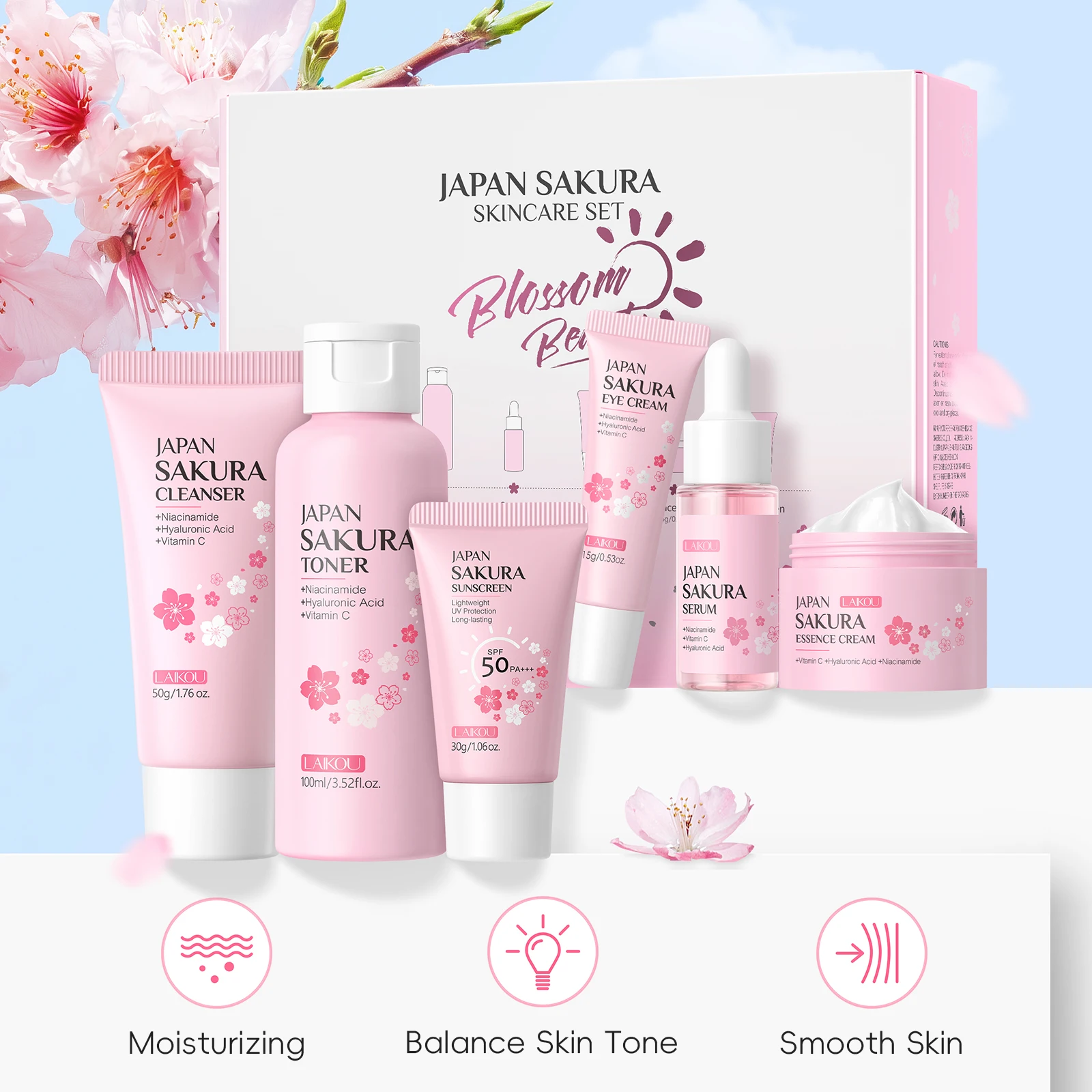 LAIKOU Japan Sakura Komplettes – Skincare Glad2Glow Bewertung und Preis