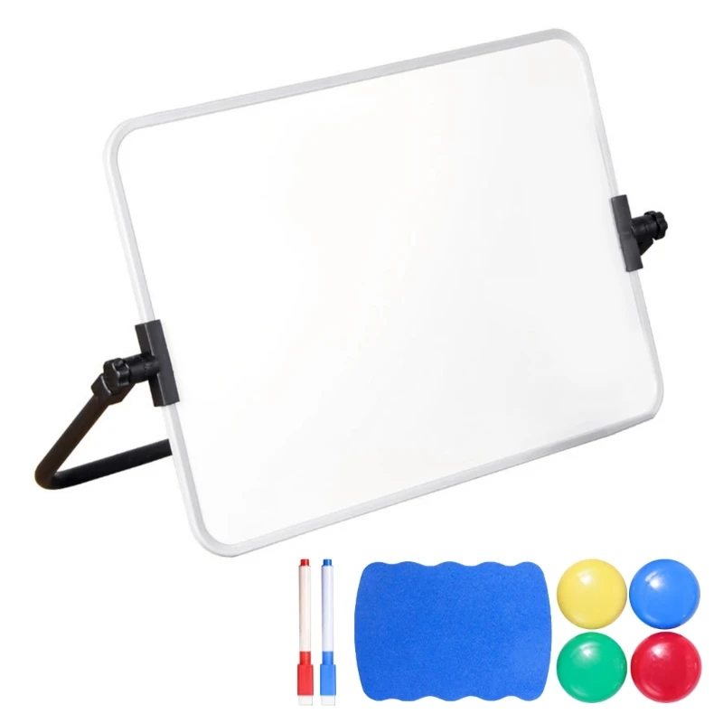 A3 Whiteboard with Table Stand Marker Magnetic Dry Eraser Double-Sided Mini White Board Easel 42x30cm