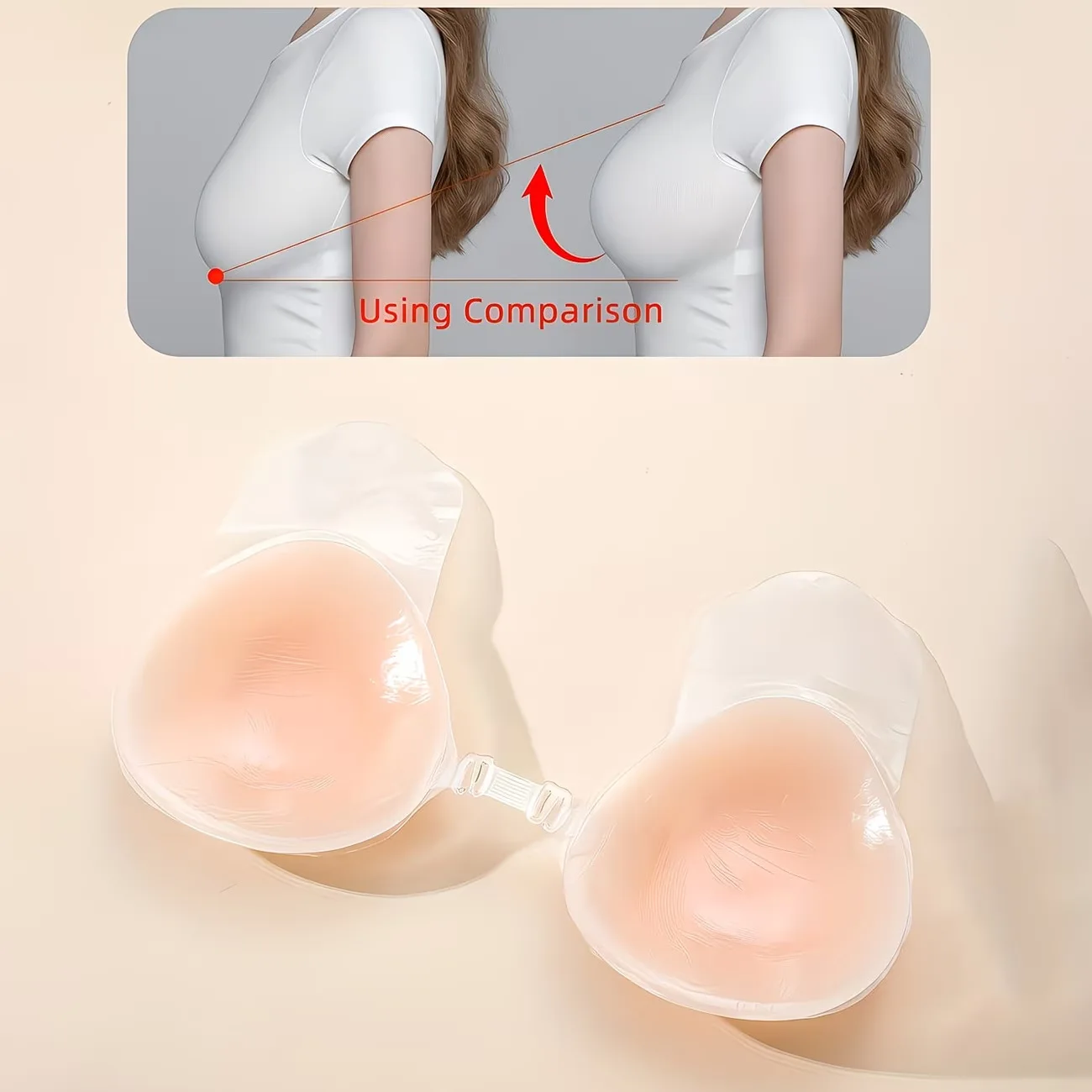 Triangular Pull-on Breast Pad, Breast Support, Snap-on Pull, Anti-sagging, Silicone Breast Pad That Makes Breasts Appear Larger