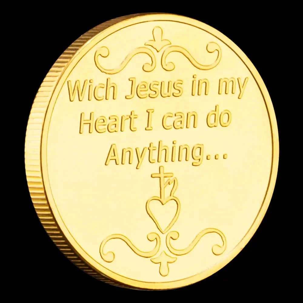 Sacred Heart of Jesus Collectible Gift Souvenir Coin Golden Plated Basso-relievo Jesus Pattern Commemorative Coins
