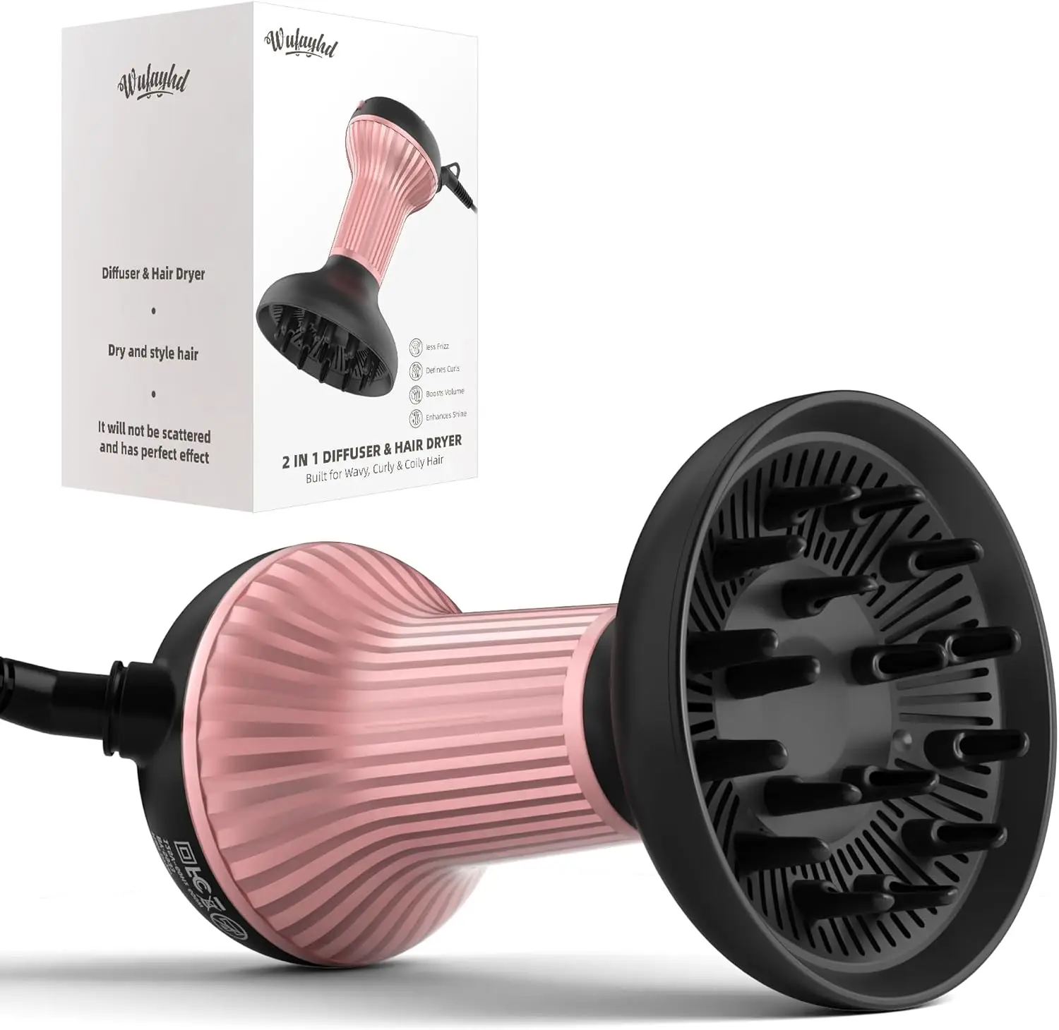 

Professional 2-in-1 Diffuser Hair Dryer for Curly & Wavy Hair, Ionic Ceramic Technology Reduces Frizz, Perfect Gift