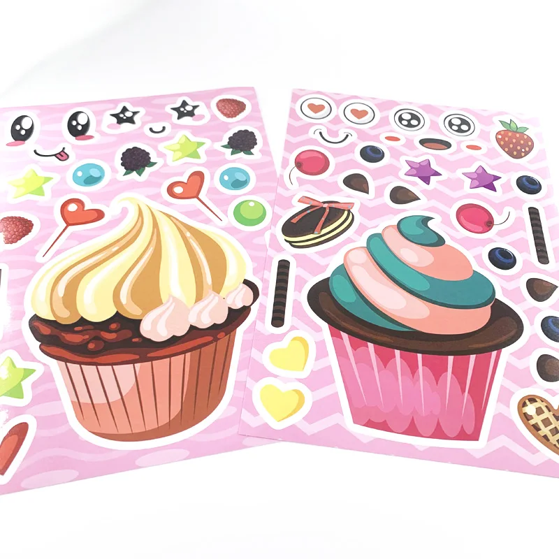 6 Sheets/Set Cute Lovely Ice Cream DIY Stickers Create Your Own Sticker Decoration Kids Creative Assemble Handmade Toys Gift