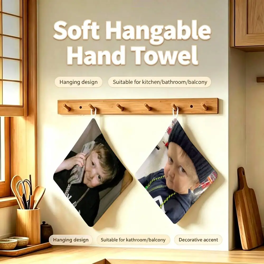 Funny Hasbulla Magomedov Polyester Cotton Daily Towel Hanging Kitchen Hand Wiping Cloth Durable for Whole House Use