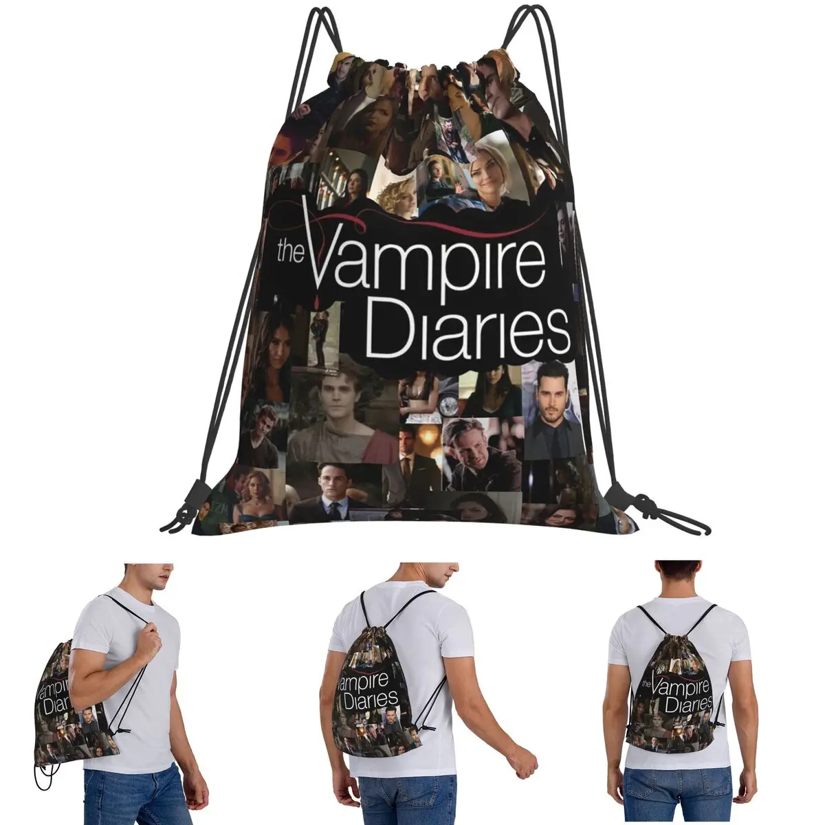 

Дневники вампира Дэймон Сальваторе Рюкзаки Модные портативные сумки на шнурке Сумка для мелочей Сумки для книг для школы путешествий