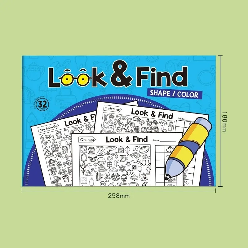Look And Find Coloring Book For Toddlers - PFun Search & Color Pages Kids Early Education Activity Book