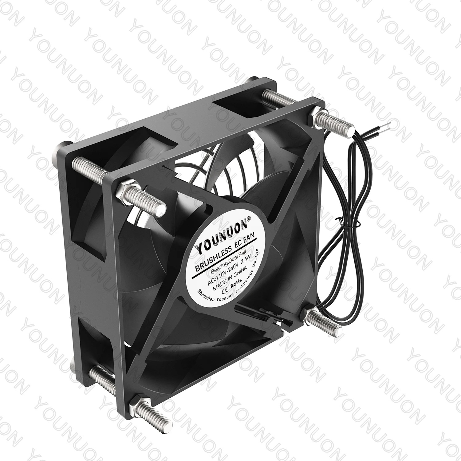 YOUNUON Dual Ball  92mm 9225 EC Brushless Fan AC 110V 115V 120V 220V 240V Axial Fan 92mm x 92mm x 25mm Comes with Srews/Grill