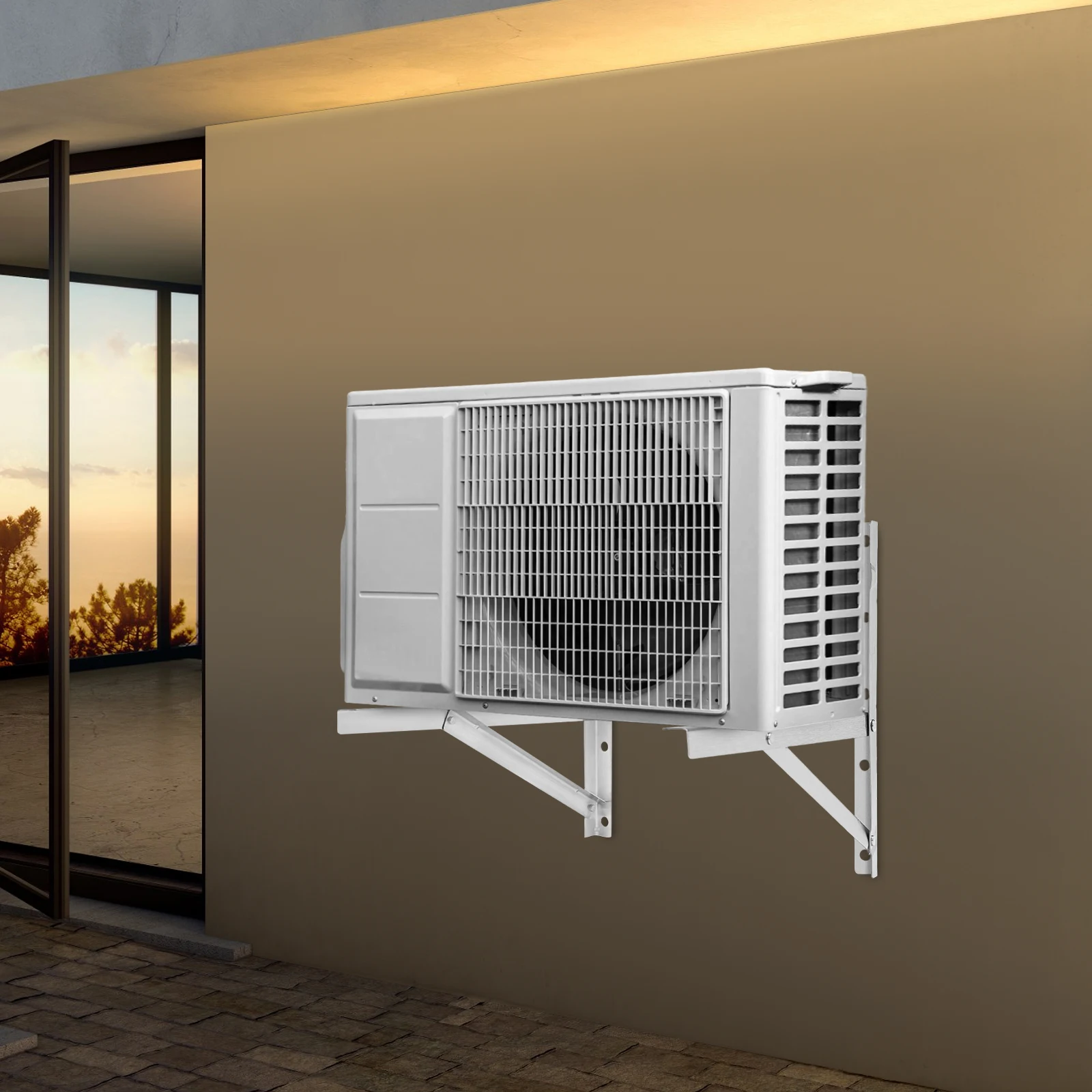 Soporte de acero inoxidable montado en la pared para unidades de aire acondicionado exterior de 1-1,5 p, pares de mini estantes colgantes divididos