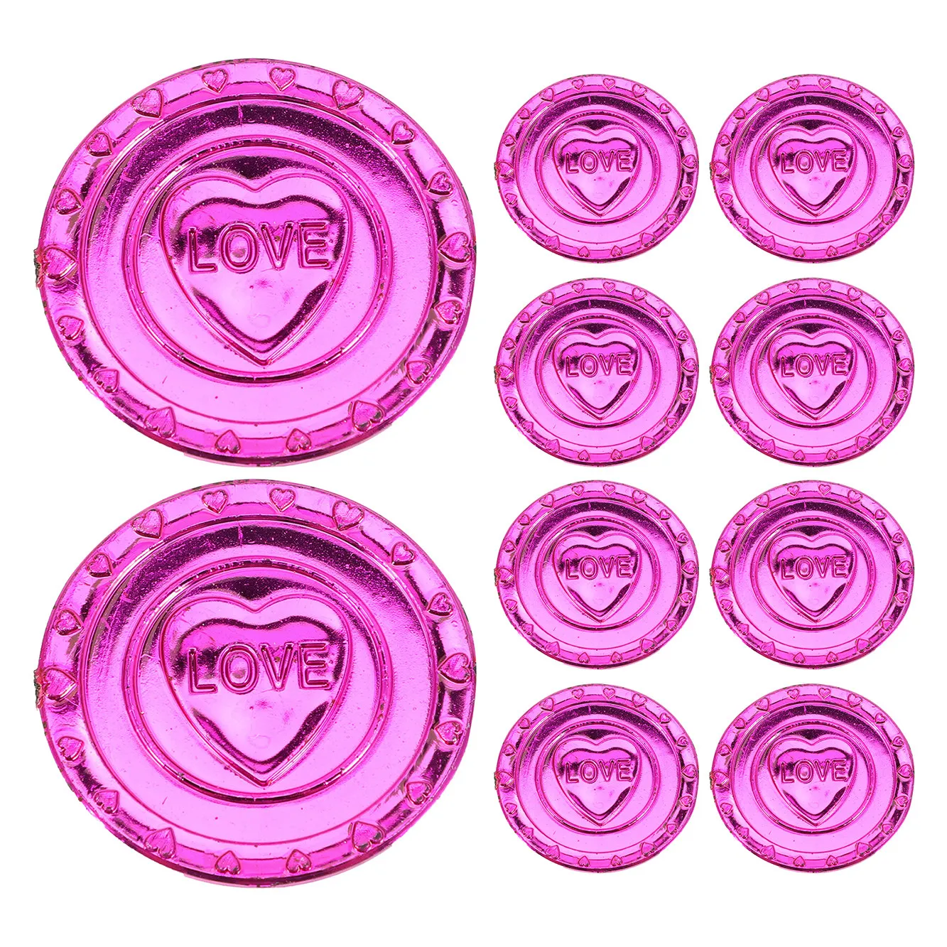 100Pcs Plastic Love Coins Valentine Party Supplies Wedding Table Decoration Pirate Treasure Game Chest Decoration