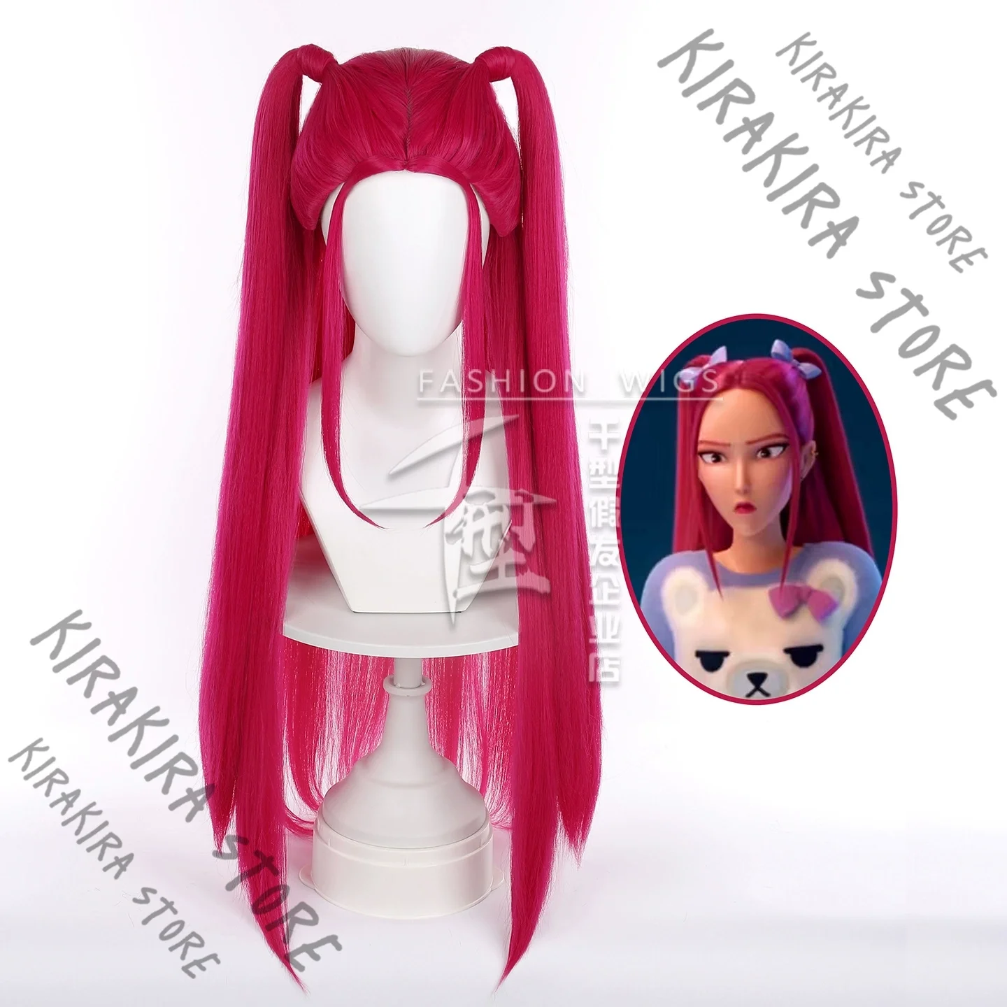 

Mira Pink Long Ponytail Hair Wig KPop Demon Hunters Costumes Props Cosplay Periwig Simulated Scalp Hairpiece Comic Exhibition