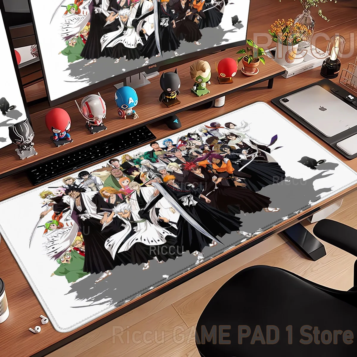 Japan Anime Figure Bleach Mouse Pad Large Desk Accessories Desk Pad Rubber Base Edge Mousepad Non-Slip Mousepad for Office view 3