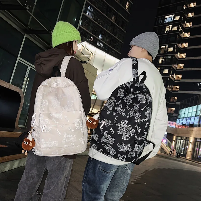 Nacht sichere Reise Mode Graffiti Mode coole Rucksack Männer Nachtlicht Rucksack Frauen College-Student Schult asche