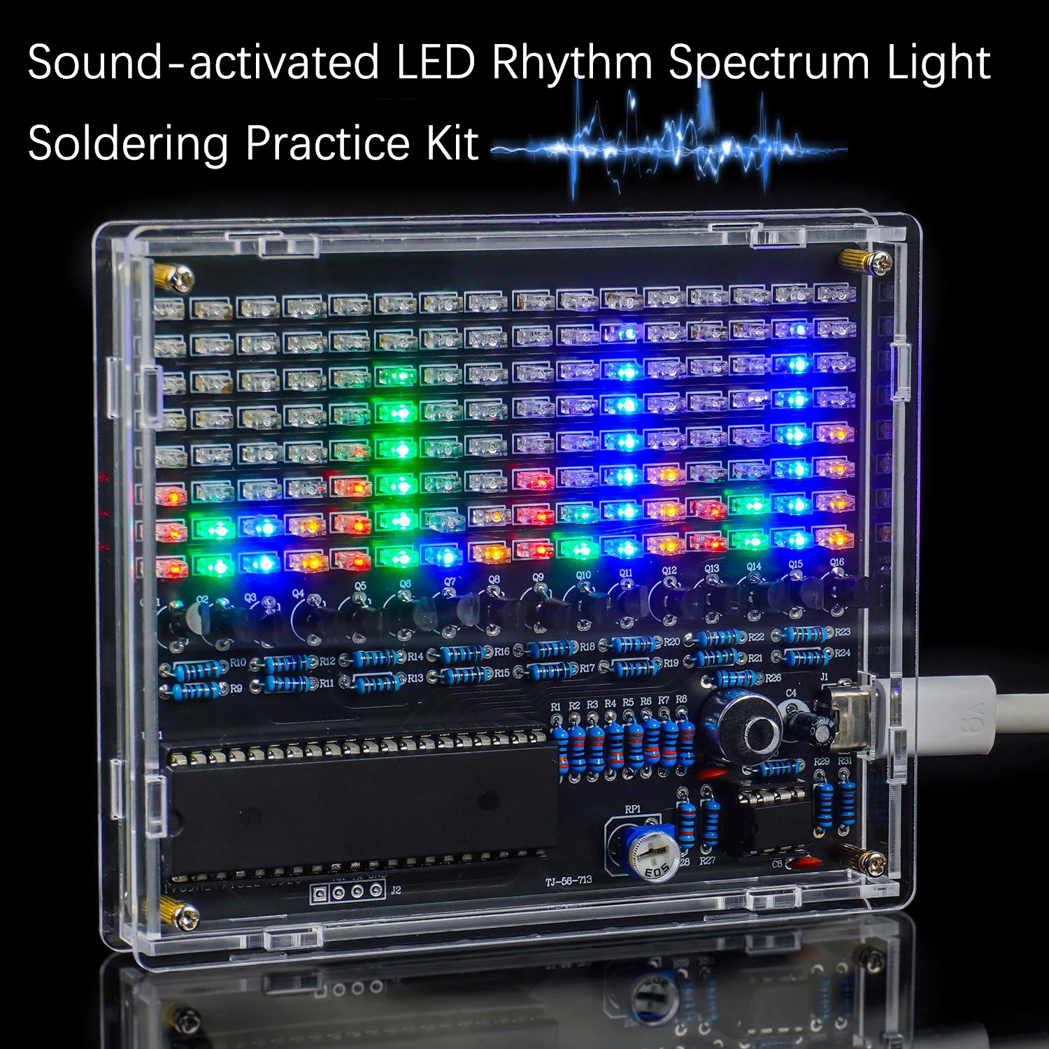 Kit de bricolaje con pantalla de luz de ritmo de espectro de música LED activado por sonido, micrófono, práctica de soldadura de Audio, proyecto de ensamblaje electrónico