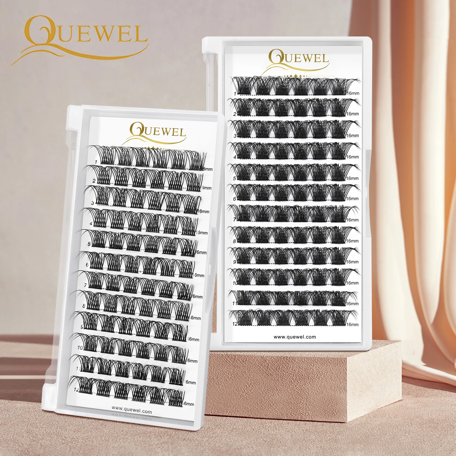 Quewel 72 Eyelash Clusters Segment Eyelashes Extension DIY Fake Lash 14D-28D Russian Volume Lashes Faux Mink Handmade Thick