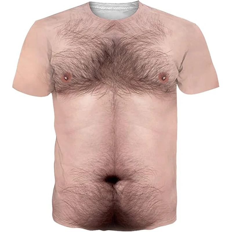 Funny Muscular Man Fat Guy Big Belly Graphic T Shirt for Men Clothing Cosplay 3D Printed T-Shirt Unisex Short Sleeve Tops Tees view 4
