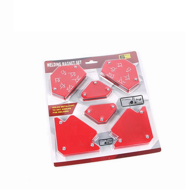 6Pcs Red goniometro dispositivo di saldatura magnetico Multi-angolo strumento di saldatura a magnete ad angolo retto