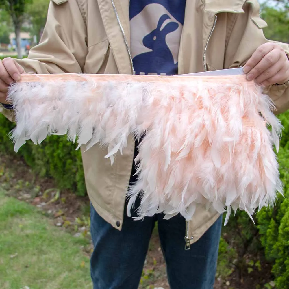 

1Meter Turkey Feather Trim Ribbon Fluffy Multicolor Striped 4-6 Inch Fringe Wedding Dress Decor DIY Crafts Costume Accessories