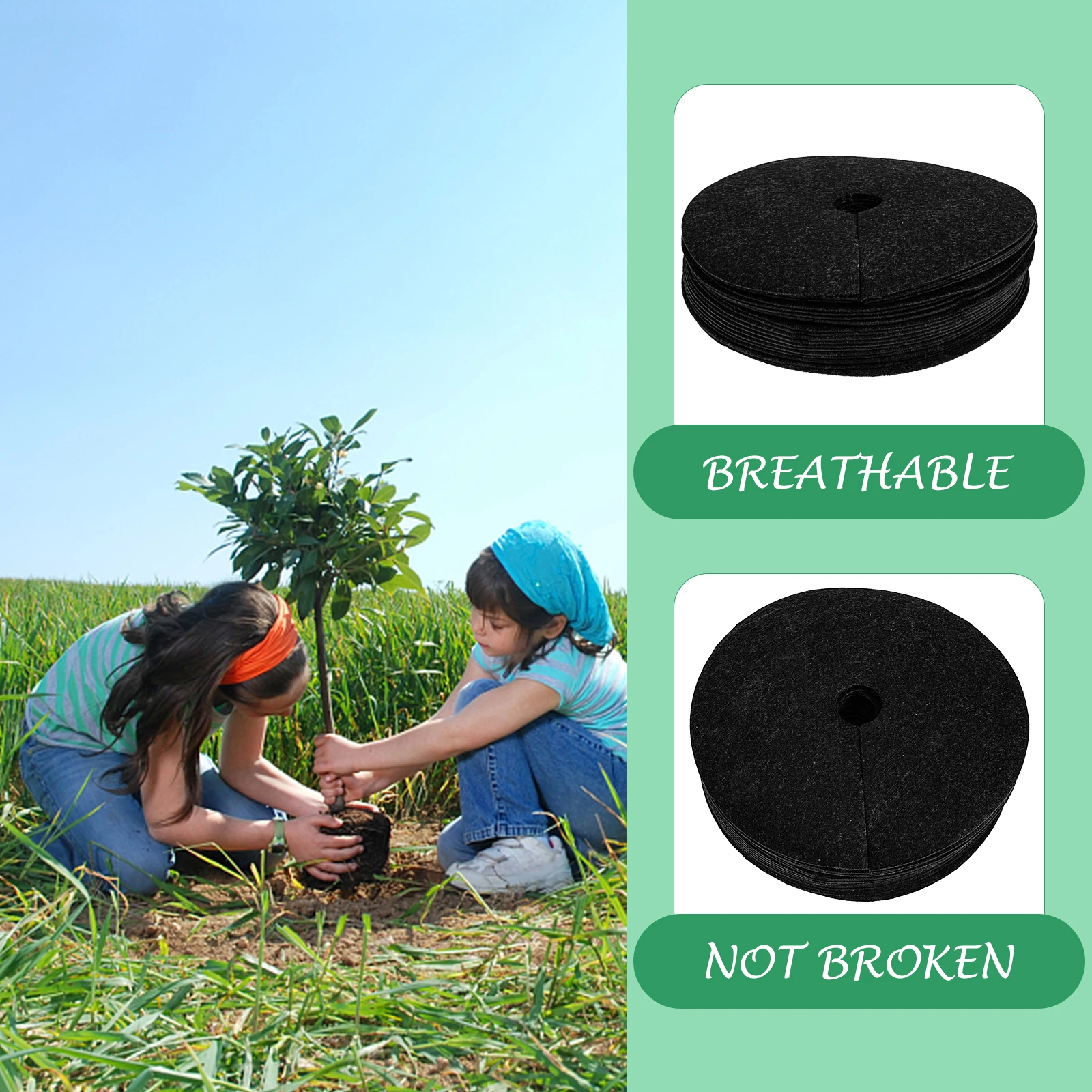 

20pcs Barrier Mulch Gardening Weed Barrier Mulch Ground Cloth Orchard Tree Protector Black Weeding Device Anti Grass Cover