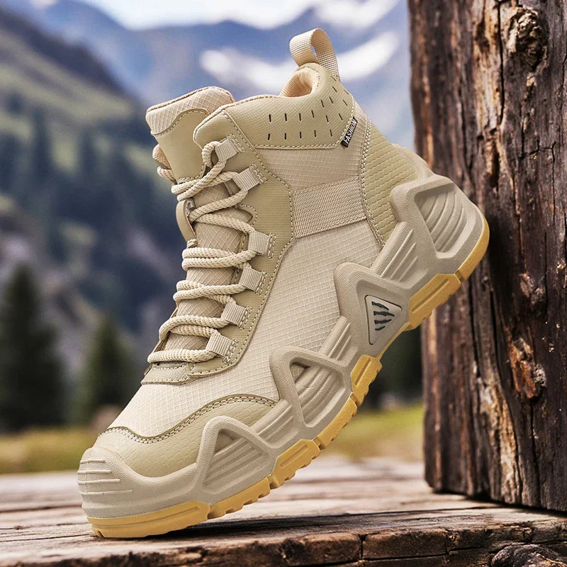 Men Outdoor Hiking Shoes Tactical Boots with Straps for Combat Training Waterproof Straps Breathable Multifunctional Motorcycle