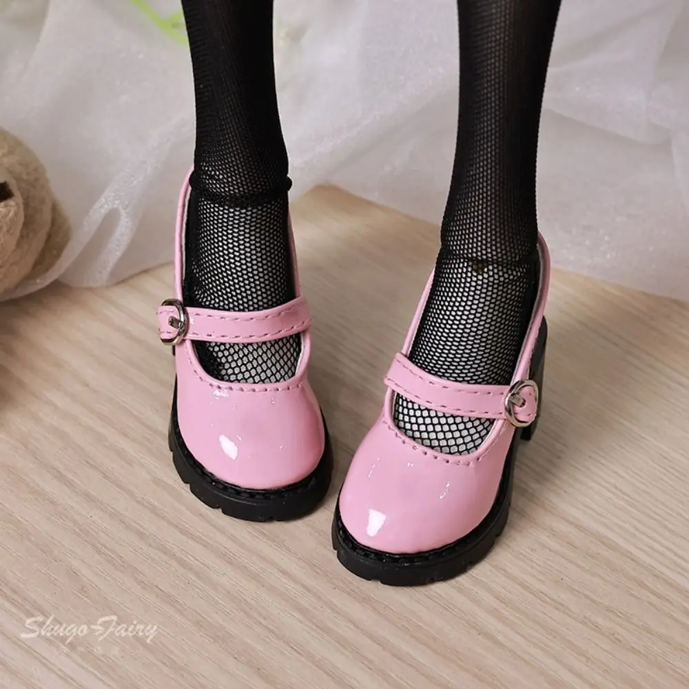 Modne buty dla lalek BJD z grubą podeszwą, okrągłe noski, wysokie obcasy, skórzane buty dla lalek, czarne, brązowe, 6 cm * 3 cm, buty dla lalek 1/4, prezent dla dziewczynek